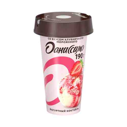 Йогуртный коктейль Даниссимо со вкусом клубничного мороженого 2,6% БЗМЖ 190 мл